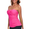 RELLECIGA Women's Neon Rose Ruched Bandeau Tankini Top Swimsuits Size