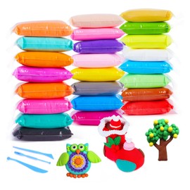 WYRGQIQN Air Dry Clay, Polymer Clay, 24 Colours, Modelling Clay Set, Air Dry Magic Clay, Ultralight Air Drying Modelling Clay Set with Tools