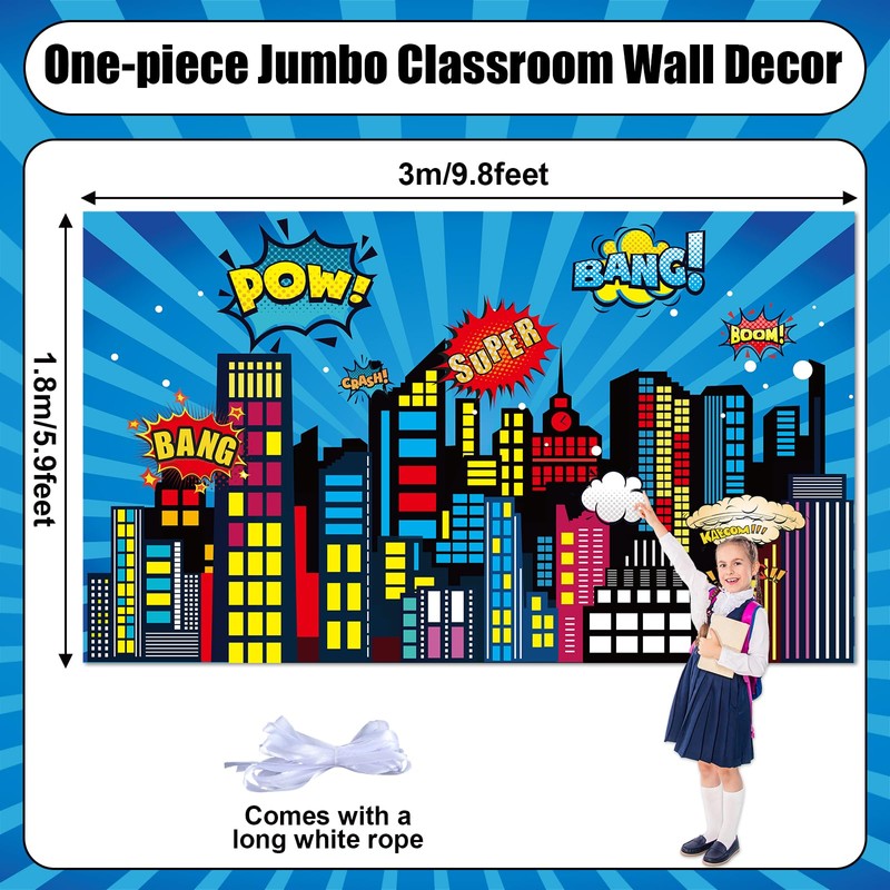 Large Super Theme Hero Party Backdrop Decoration 10x6ft One-piece Inspirational
