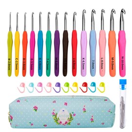 14 Pcs Crochet Hooks Set,Ergonomic Crochet Hooks with Case for Arthritic Hands,Size 2mm to 10mm
