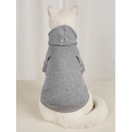 QWEEE Basic Dog & Cat Apparel - Warm Jacket & Shirt for Puppy & Kitten - Light Grey Medium