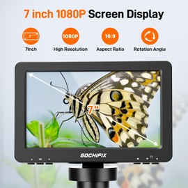 7" LCD Digital Microscope 1200X for Adults,12MP 1080P Solding USB Microscope with 10 LED Lights-Ideal for Coin Collectors Electronics Enthusiasts, Windows/Mac OS Compatible,PC View, 32GB