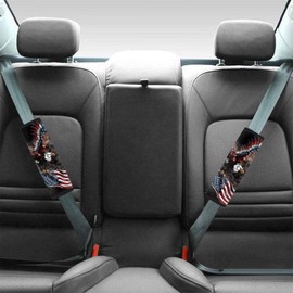 SEANATIVE Eagle America Flag Car Seat Belt Cover Pads 2 Pack Car Accessories Seat Belt Cushion Neck Cushion Shoulder Strap Protector Universal Seat Belt Cover for Adults