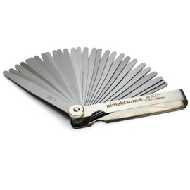 PIMALDAUM® Feeler gauge according to DIN 2275, manganese steel for easy and precise measurement and testing of gap widths, thicknesses and distances / gaps (metal, 28 blades)