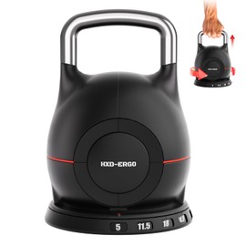 HXD-ERGO 7-in-1 Adjustable Kettlebell, Quick-Adjust Kettlebell for Strength Training, 5-44 LBS Adjustable Weights for Home Gym (Red 3.5-22.5 lbs)