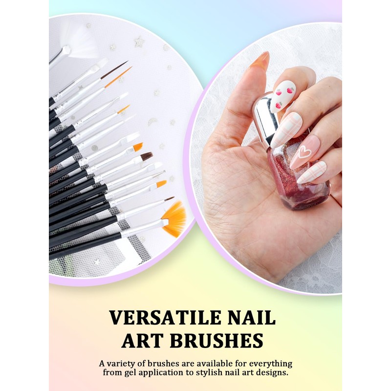 YOOVR 33PCS Nail Art Brushes Set, Nail Tech Supplies Accessories