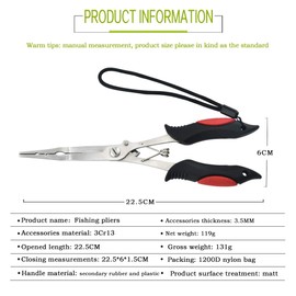 Stainless Steel Fishing Pliers Tool 8 Inch Fishing Multifunction Luya Pliers Hook Remover with Rope and Sheath Red
