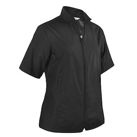 Monterey Club Women's Lightweight Hi-Lo Short Sleeve Wind Jacket #2799 (Black, Medium)