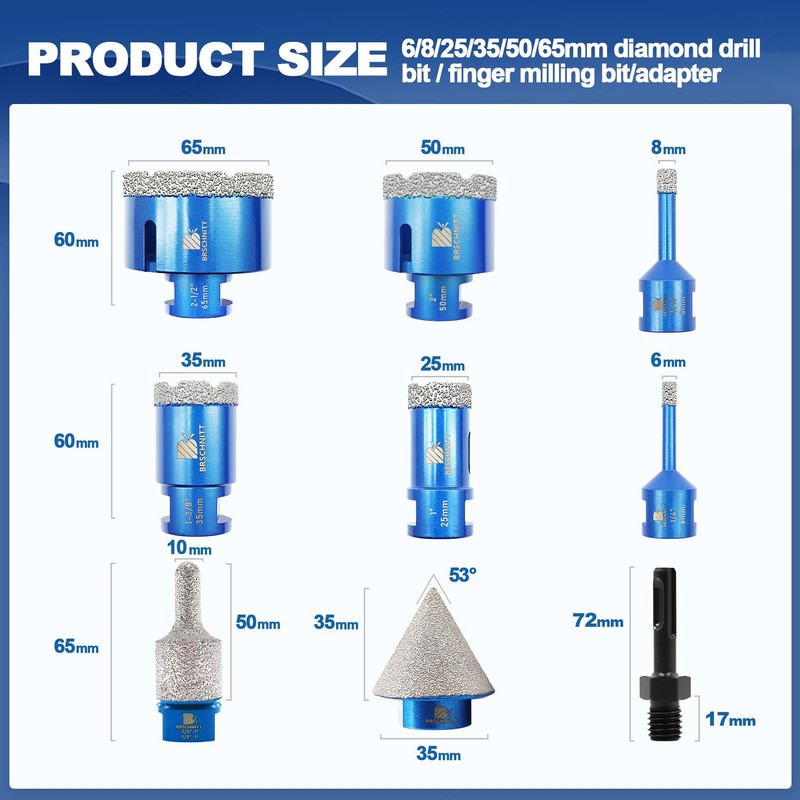 Diamond Core Drill Bit Set BRSCHNITT Diamond Hole Saw for