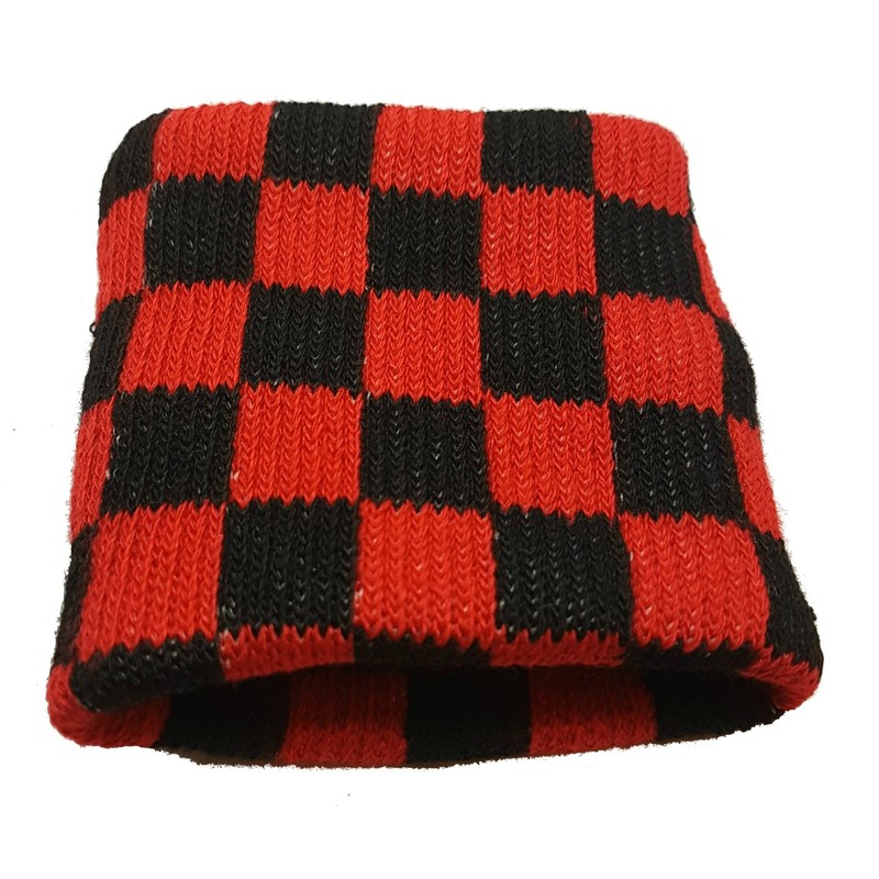 Vonchic Sport Sweatband Wrist Band Checkered Black Red Pirate Skull