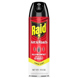 Raid Ant & Roach Killer Spray para insectos enumerados, sigue matando durante semanas, aroma a limón, 17.5 onzas