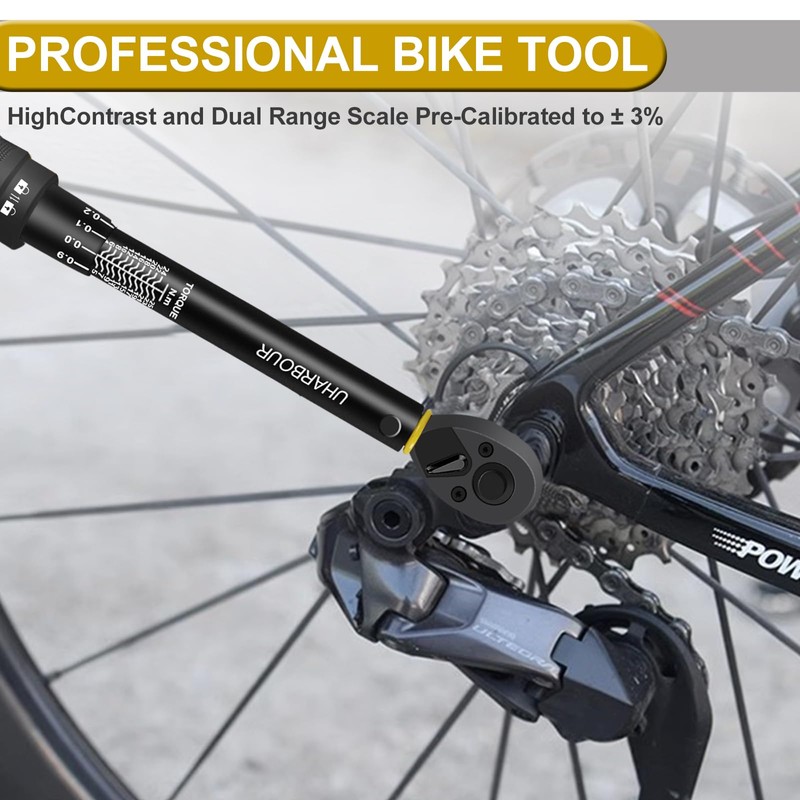 Uharbour Torque Wrench 1/4, 3-25 Nm Bike Torque Wrench, 0.1