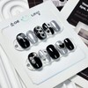 Melting Black Silver Nail Tips - Short Oval / 멜팅블랙실버