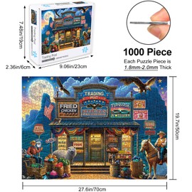Rocorose Jigsaw Puzzle 1000 Pieces for Adults, Trading Post Puzzle Challenging Game Nights for Family Party Holiday Jigsaw Puzzle Home Decor