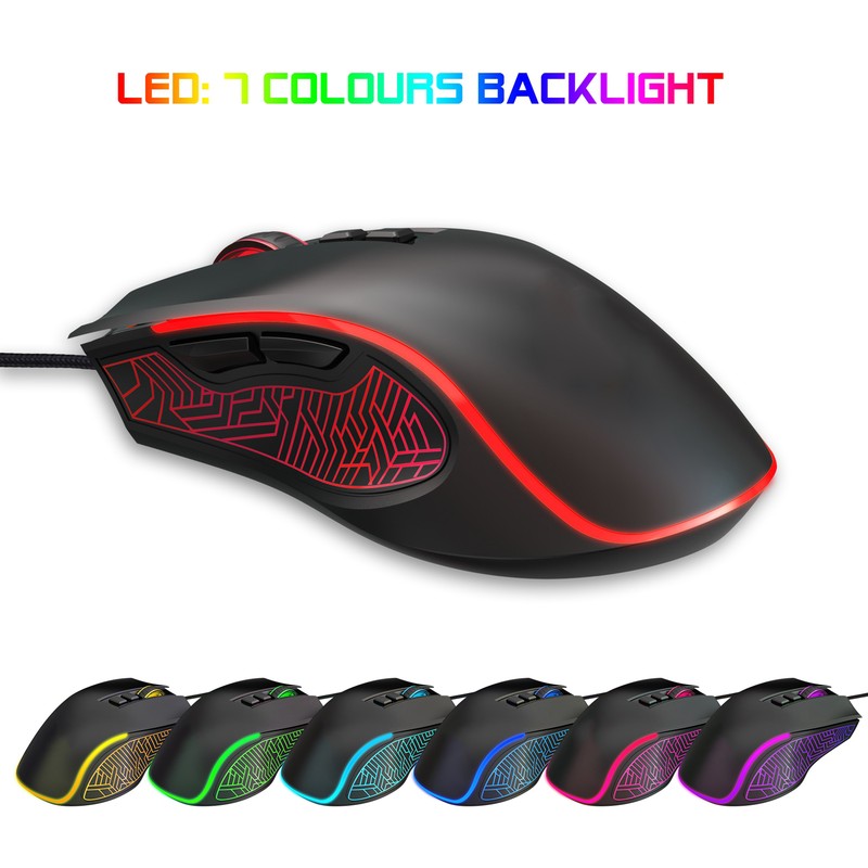 Gaming Mouse USB2.0 4 Adjustable DPI RGB Backlit Ergonomic Design