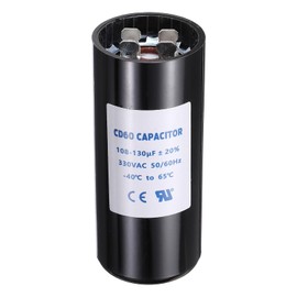 sourcing map CD60 Capacitor 108-130 UF/Mfd, 330 VAC CD60 Run Motor Start Capacitor 50/60 Hz for Electric Fan Motor Starting Well Pump, Black