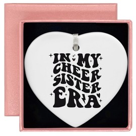 in My Cheer Sister Era, for Sister,Sister Gift,Stage Sister Gift,Cheerleading Sister Gift,Cheer Squad Sister Gift,Sister Birthday Christmas Decor Gift-Ceramic Heart Shaped Ornament