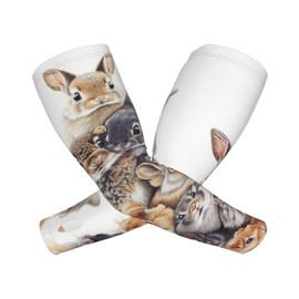 Cute Rabbit Forest Animal Gardening Sleeves With Thumb Hole For Women Men, Farm Sun Protection Thorn Proof Cooling Arm Sleeves To Cover Arms For Garden Sports