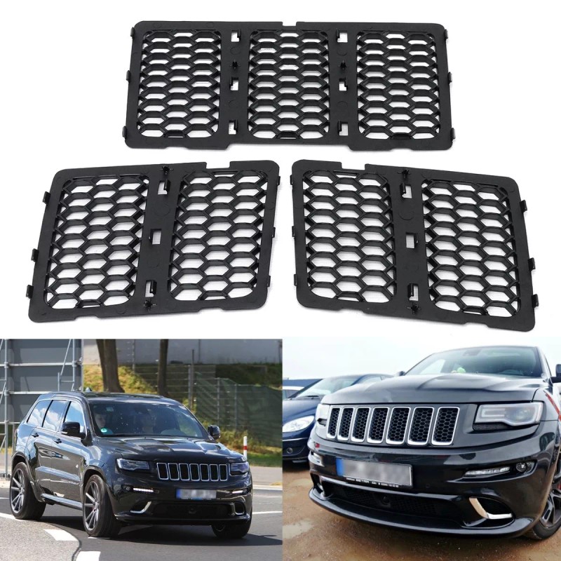 Savadi-Car 7PCS Black Front Grille Inserts Trim Mesh Kit For