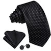 YOHOWA Black Tie with Tie Clip for Men Plaid Silk