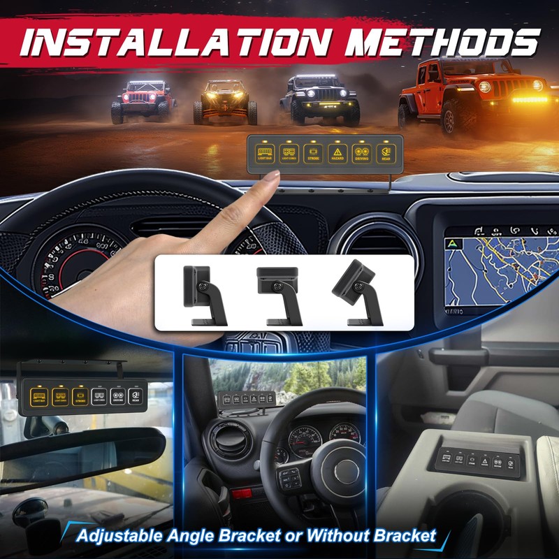 6 Gang Wireless Switch Panel, OFFROADTOWN Mini Slim Control Switch