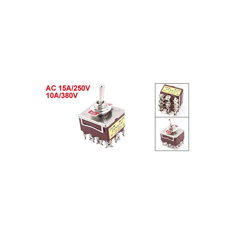 uxcell AC 15A/250V 10A/380V 12 Screw Terminals On/On 4PDT Toggle