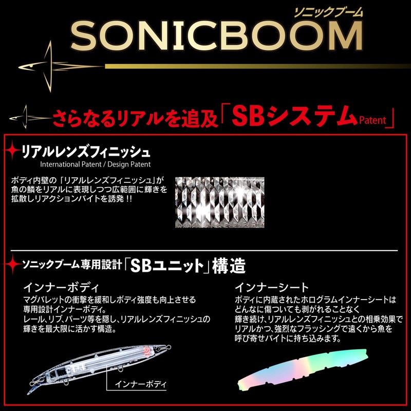 DUEL(デュエル)ソニックブーム SBミノー 125mm 24g フローティング パールレッドヘッド 重心移動 遠投