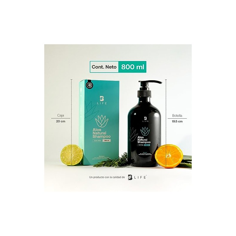 Shampoo Natural de 800 ml. Sin Sulfatos Ni Parabenos con