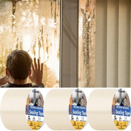 3 Pack Transparent Window Weather Sealing Tape 3" x 60 Yds Clear Window Insulation Tape Heavy Duty Window Draft Isolation Sealing Film Tape Clear Draft Stopper Adhesive Tape for Doors,Windows