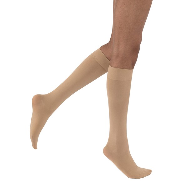 BSN Medical 115379 Jobst Opaque Compression Hose, Knee High, 20-30 mmHg, Closed Toe, Full Calf, X-Large, Natural