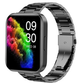 Lamshaw Compatible for RUIMEN Smart Watches Band, 22mm Quick Release Stainless Steel Metal Replacement Strap Bracelet Men & Women Compatible with RUIMEN D1 1.85" Smart Watches (Black)