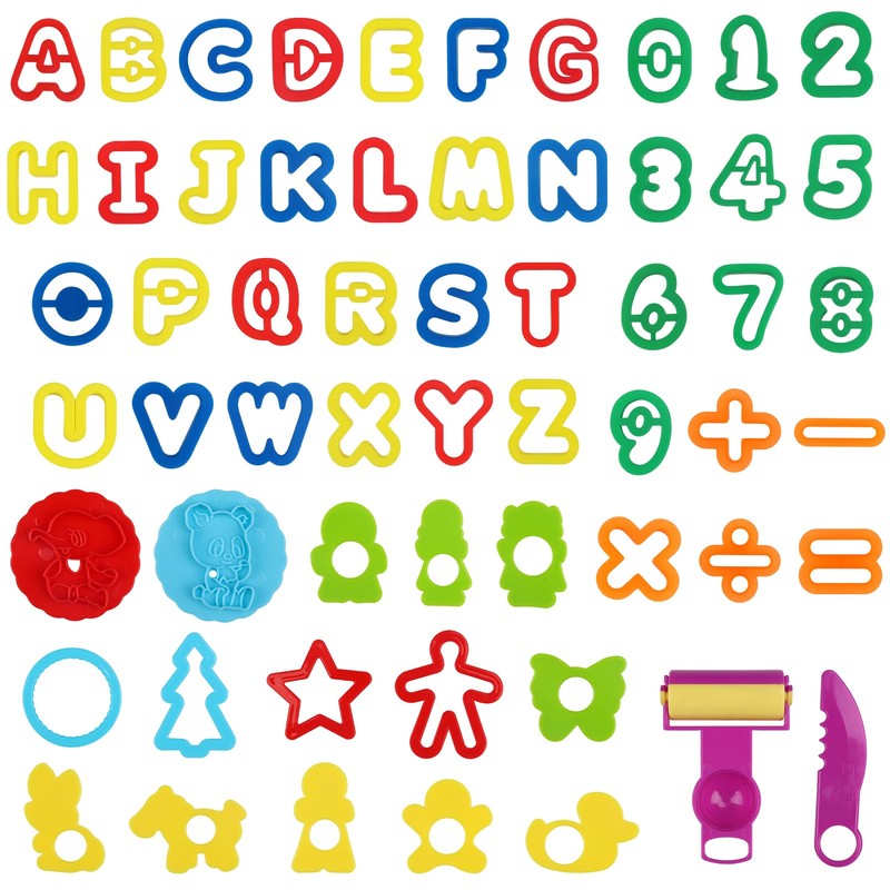 DOITEM Play Dough Tools Set for Kids Letter Molds,Numeral Molds