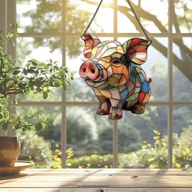 Pig Ornament Acrylic Window Hanging, Gift for Farm Animal Lovers, Home Wall Room Hanging Decor, Christmas Decorations