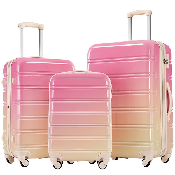 TREATLIFE HOME 3 Piece Gradient Color Hard Shell Luggage Set,