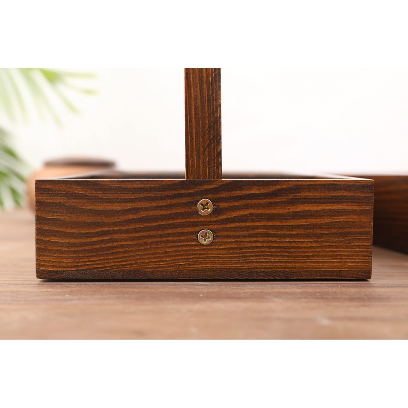 POKHDYE Wood Entryway Tabletop Key Holder Rack，Rustic Burnt Decorative Organizer
