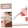 TEHAUX 3pcs Precision Stainless Steel Tweezers Flat Tweezers for Stamp