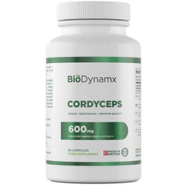 BD Cordyceps | 90 Cordyceps Capsules High Dose - 600mg Cordyceps Mushroom per Capsule | Cordyceps Sinensis High Dose | GMO, Gluten and Allergen Free | Made in the UK