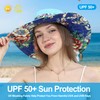Womens Wide Brim Sun Hat Reversible Print UV Protection Oversized