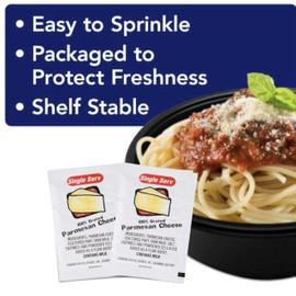 100% Grated Parmesan Cheese Packets – 40 Count Single-Serve Portions – Individually Sealed Cheese Sachets for Pizza, Pasta, Salads, To-Go Meals & Restaurants – Shelf Stable