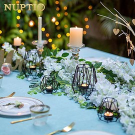 Nuptio - 2 portavelas negras para sala de estar, diseño geométrico hexagonal para decoración de mesa de boda, portavelas votivo para fiestas de cumpleaños, eventos y decoración del hogar