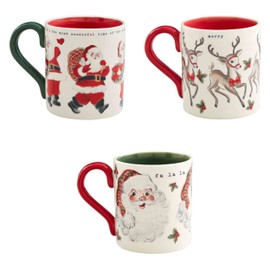 Mud Pie Vintage Christmas Mug, Santa, 15 oz
