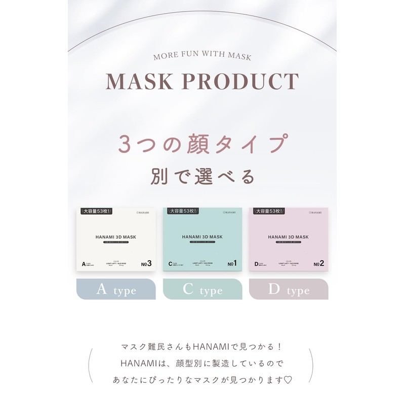 Bijouox ha-9 Non-Woven Mask, Bi-Color, 53 Pieces, 3D Mask, Small