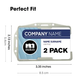 2 Pack - Molin Double Sided Horizontal & Vertical ID Badge Holder | ID Card Holder for Lanyard, Name Badge, Keycard, Access Card | Durable Clear ID Sleeve for Work, Office, Events & Identification