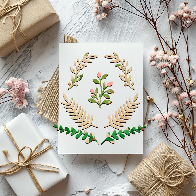 BENECREAT 2 Set 20pcs Leaves Laser Cut Chipboard Embellishments, 5.7x6