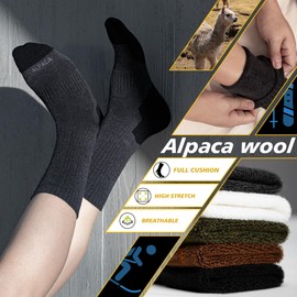 MAGISDU Alpaca Thermal Ski Crew Socks for Men Unisex 2 Pairs Compression Hiking Wool Boot Socks Thick Warm Winter Walking Running Anti Blister Size 3-15