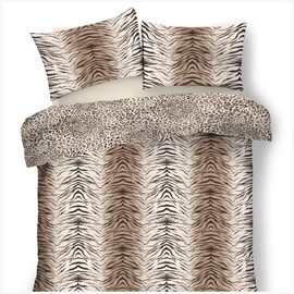 GC GAVENO CAVAILIA Premium Tiger Printed Animal Duvet Cover, Soft & Cosy Easy Care Reversible Quilt Bedding Set, Linen, Brown, Single