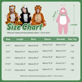 COOKY.D Unisex Animal Hooded Pyjamas All in One Children Jumpsuit Gaming Girls Boys Sleepsuit Sleepwear,Rabbit 7-8 Years