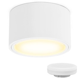 KYOTECH LED Surface-Mounted Spotlight, 230 V, Diameter 95 x 55 mm, Surface-Mounted Including 6 W GX53 Bulb, Warm White, 3000 K, 550 lm, Ceiling Surface-Mounted Spotlight, Round White