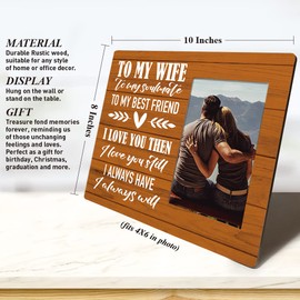 Muktoujaumai Wife Picture Frame Gifts, My Wife My Soulmate My Best Friend, Valentine's Day Wedding Romantic Marriage Gifts for Wife from Husband, Wife Birthday Christmas Gifts