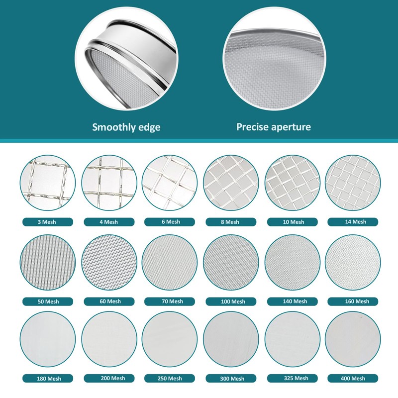 LVDALAB 304 Stainless Steel Mesh Lab Sieve, 14 Mesh(1.43mm) Aperture